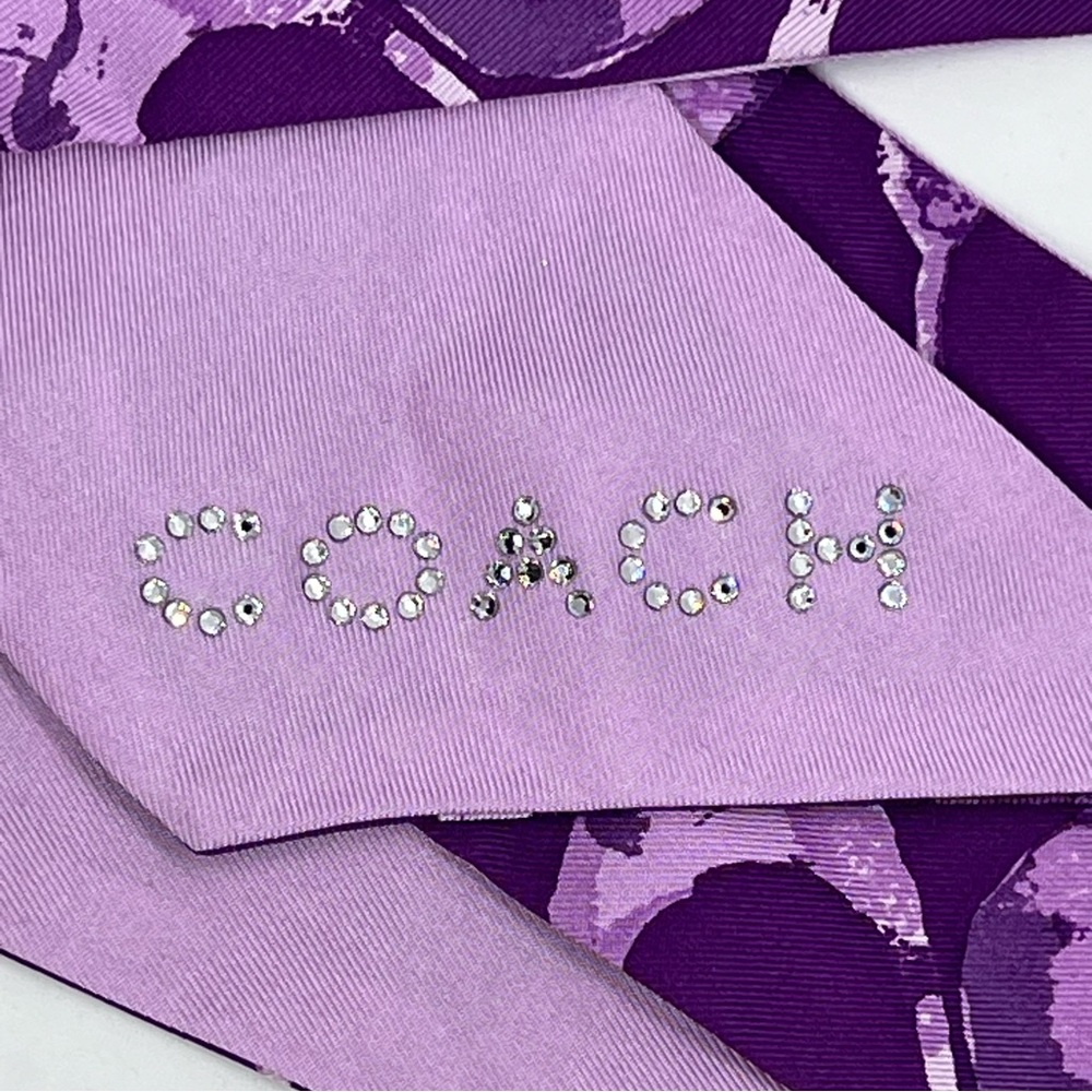 Coach Purple Signature Bag Scarf + Unbranded Crystal High Heel Bag Charm Set NEW - Picture 14 of 16